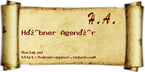 Hübner Agenór névjegykártya